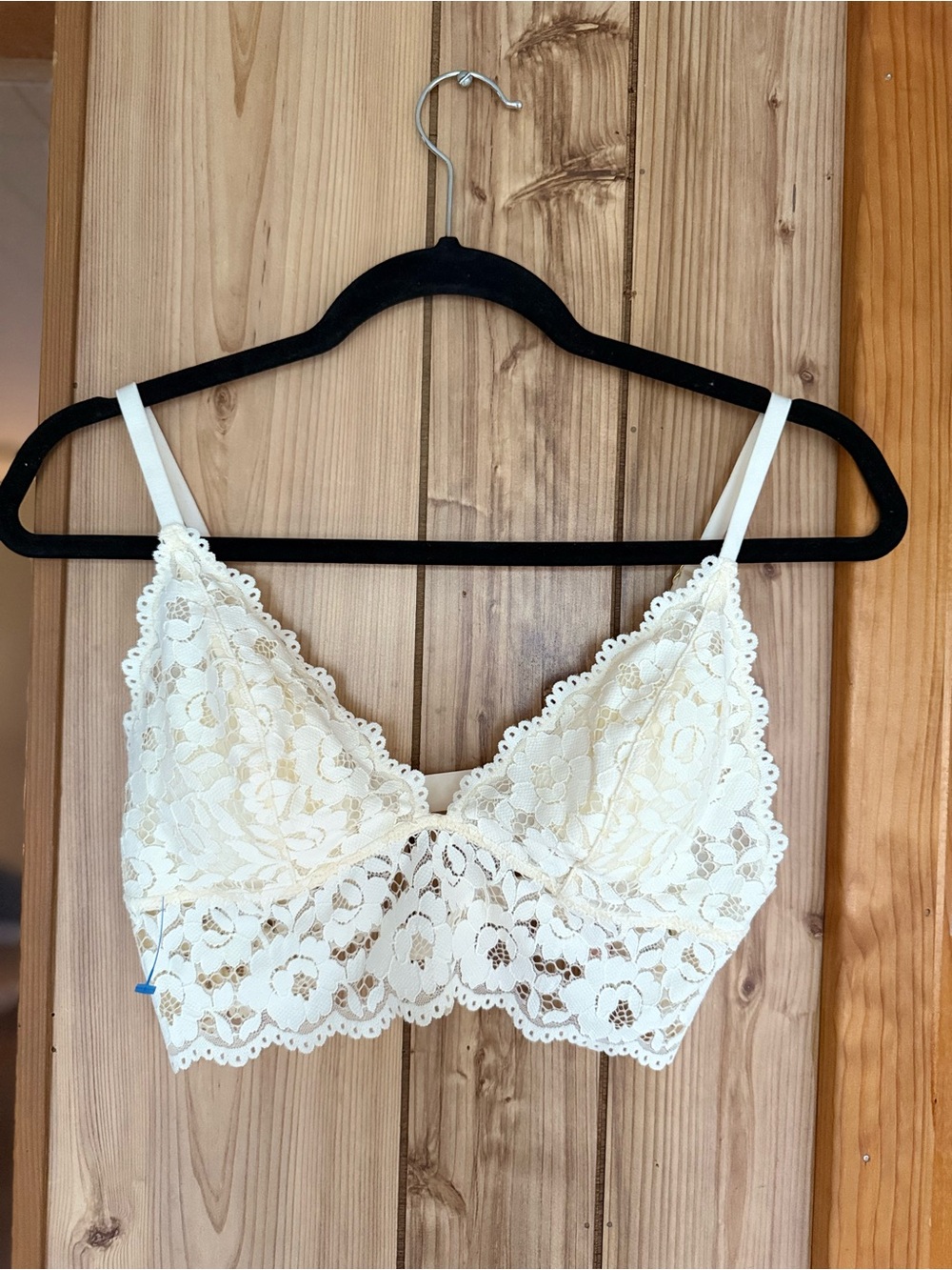 Ivory Lace Bralette with Scalloped Hem